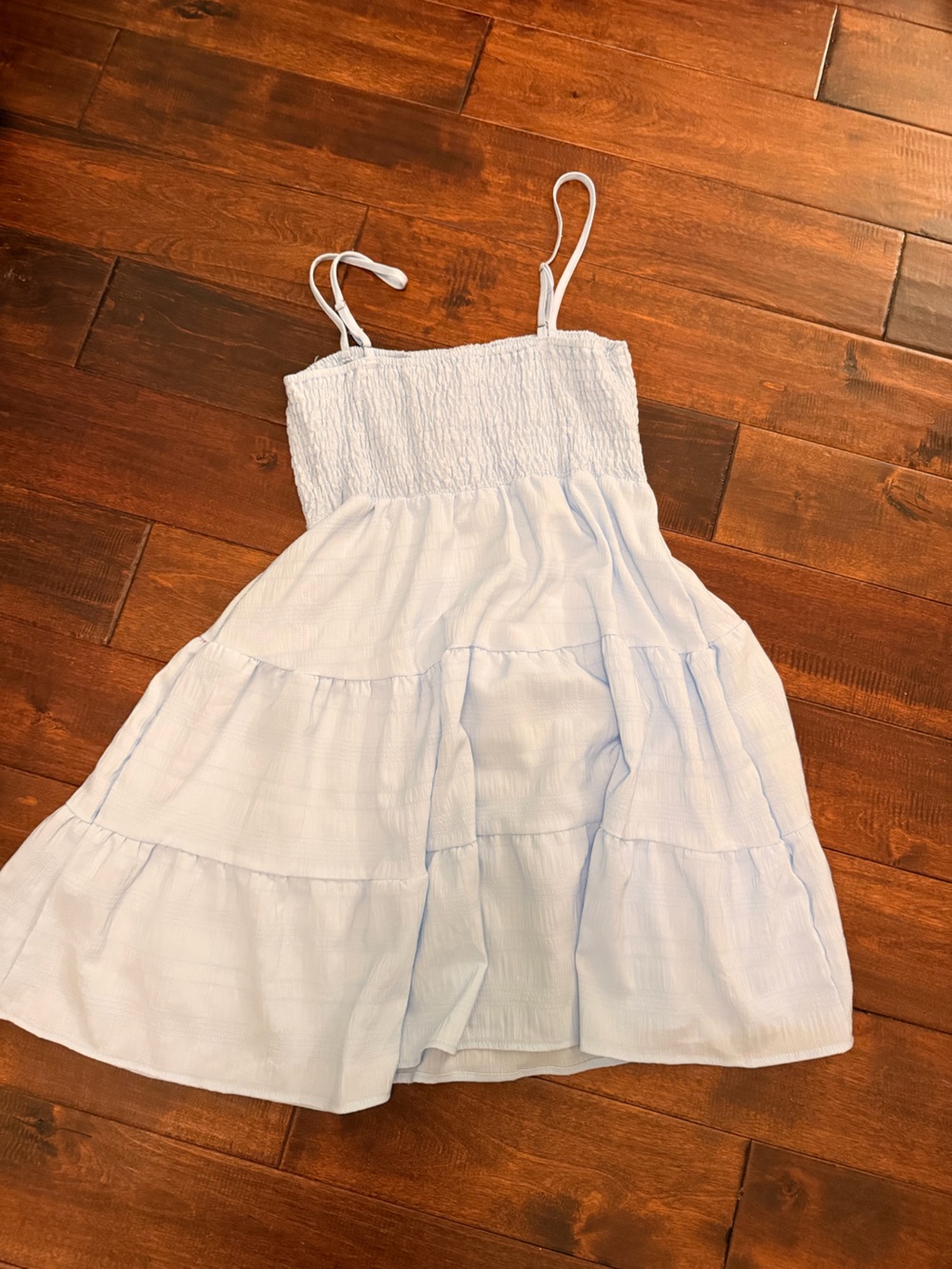 Amazon Light Blue Smocked Tiered Mini Dress